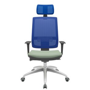 Cadeira Office Brizza Tela Azul Com Encosto Assento Vinil Verde Autocompensador 126cm - 63163
