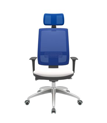 Cadeira Office Brizza Tela Azul Com Encosto Assento Vinil Branco Autocompensador 126cm - 63165