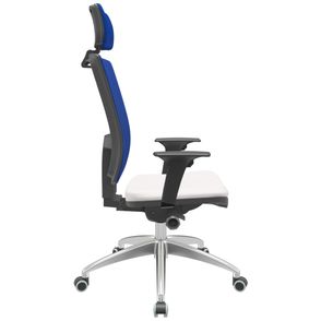 Cadeira Office Brizza Tela Azul Com Encosto Assento Vinil Branco Autocompensador 126cm - 63165