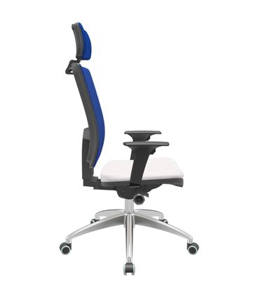 Cadeira Office Brizza Tela Azul Com Encosto Assento Vinil Branco Autocompensador 126cm - 63165