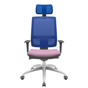 Cadeira Office Brizza Tela Azul Com Encosto Assento Vinil Lilás Autocompensador 126cm - 63166