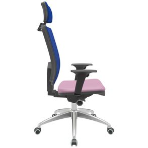 Cadeira Office Brizza Tela Azul Com Encosto Assento Vinil Lilás Autocompensador 126cm - 63166