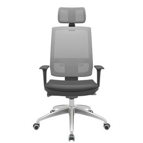 Cadeira Office Brizza Tela Cinza Com Encosto Assento Vinil Preto Autocompensador 126cm - 63192