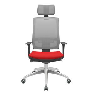Cadeira Office Brizza Tela Cinza Com Encosto Assento Aero Vermelho Autocompensador 126cm - 63195