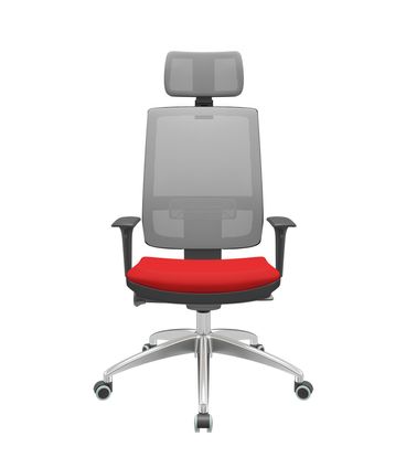 Cadeira Office Brizza Tela Cinza Com Encosto Assento Aero Vermelho Autocompensador 126cm - 63195