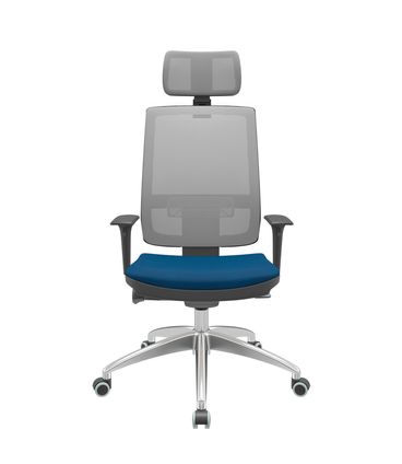 Cadeira Office Brizza Tela Cinza Com Encosto Assento Poliester Azul Autocompensador 126cm - 63233