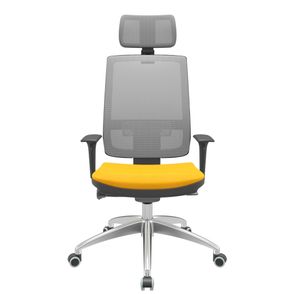 Cadeira Office Brizza Tela Cinza Com Encosto Assento Poliester Amarelo Autocompensador 126cm - 63234