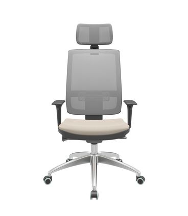 Cadeira Office Brizza Tela Cinza Com Encosto Assento Vinil Bege Autocompensador 126cm - 63236