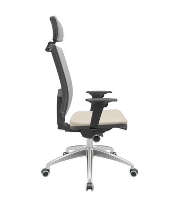 Cadeira Office Brizza Tela Cinza Com Encosto Assento Vinil Bege Autocompensador 126cm - 63236