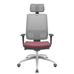 Cadeira Office Brizza Tela Cinza Com Encosto Assento Vinil Vinho Autocompensador 126cm - 63238