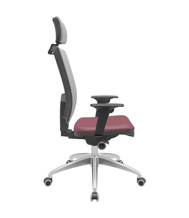 Cadeira Office Brizza Tela Cinza Com Encosto Assento Vinil Vinho Autocompensador 126cm - 63238