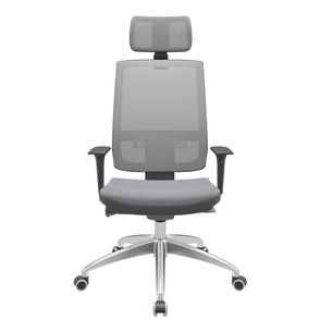 Cadeira Office Brizza Tela Cinza Com Encosto Assento Vinil Cinza Autocompensador 126cm - 63239