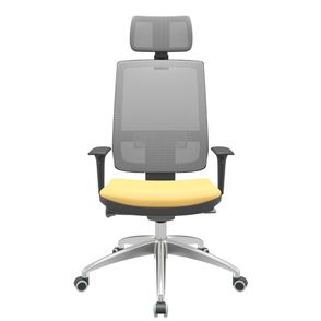 Cadeira Office Brizza Tela Cinza Com Encosto Assento Vinil Amarelo Autocompensador 126cm - 63241