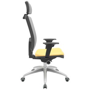 Cadeira Office Brizza Tela Cinza Com Encosto Assento Vinil Amarelo Autocompensador 126cm - 63241