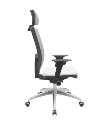Cadeira Office Brizza Tela Cinza Com Encosto Assento Vinil Branco Autocompensador 126cm - 63242