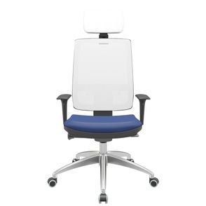 Cadeira Office Brizza Tela Branca Com Encosto Assento Vinil Azul Autocompensador 126cm - 63246