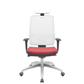 Cadeira Office Brizza Tela Branca Com Encosto Assento Vinil Vermelho Autocompensador 126cm - 63247