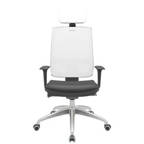 Cadeira Office Brizza Tela Branca Com Encosto Assento Vinil Preto Autocompensador 126cm - 63248