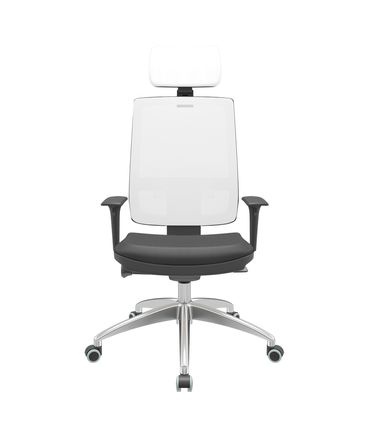 Cadeira Office Brizza Tela Branca Com Encosto Assento Vinil Preto Autocompensador 126cm - 63248