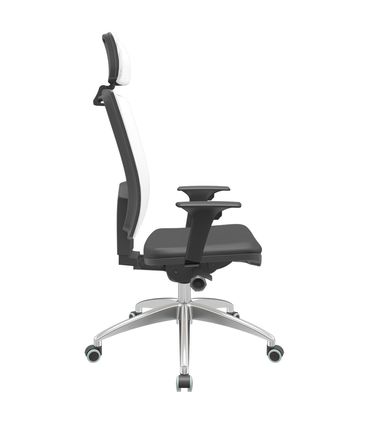 Cadeira Office Brizza Tela Branca Com Encosto Assento Vinil Preto Autocompensador 126cm - 63248