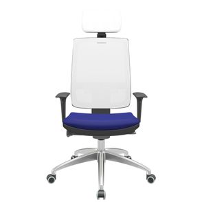 Cadeira Office Brizza Tela Branca Com Encosto Assento Aero Azul Autocompensador 126cm - 63250