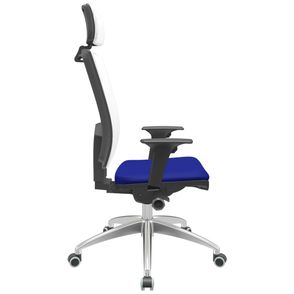 Cadeira Office Brizza Tela Branca Com Encosto Assento Aero Azul Autocompensador 126cm - 63250