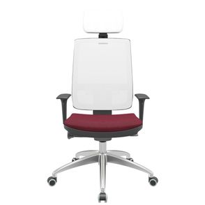 Cadeira Office Brizza Tela Branca Com Encosto Assento Poliéster Vinho Autocompensador 126cm - 63267