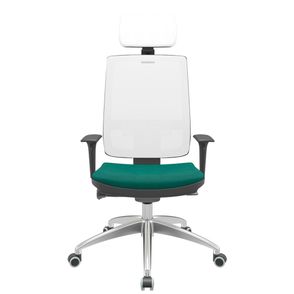 Cadeira Office Brizza Tela Branca Com Encosto Assento Poliéster Verde Autocompensador 126cm - 63269