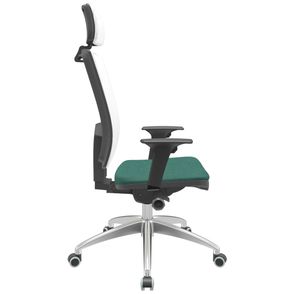 Cadeira Office Brizza Tela Branca Com Encosto Assento Poliéster Verde Autocompensador 126cm - 63269