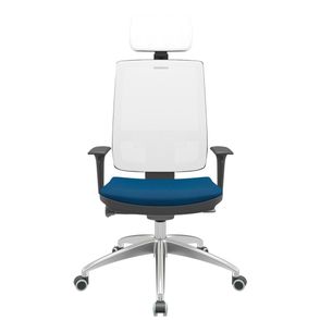 Cadeira Office Brizza Tela Branca Com Encosto Assento Poliéster Azul Autocompensador 126cm - 63275