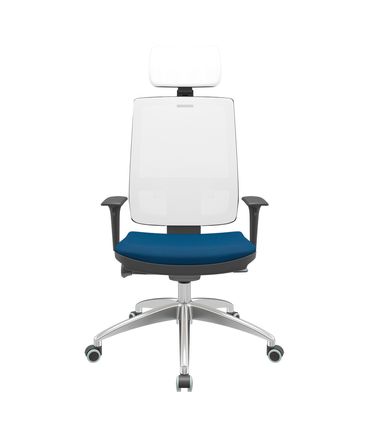 Cadeira Office Brizza Tela Branca Com Encosto Assento Poliéster Azul Autocompensador 126cm - 63275