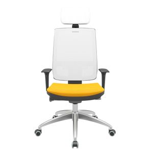Cadeira Office Brizza Tela Branca Com Encosto Assento Poliéster Amarelo Autocompensador 126cm - 63276