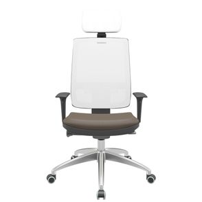 Cadeira Office Brizza Tela Branca Com Encosto Assento Vinil Marrom Autocompensador 126cm - 63277