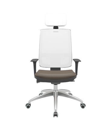 Cadeira Office Brizza Tela Branca Com Encosto Assento Vinil Marrom Autocompensador 126cm - 63277