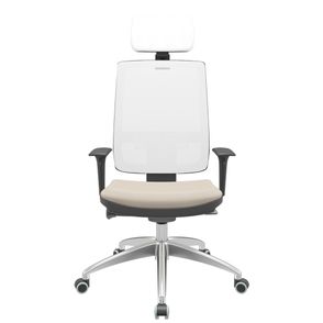 Cadeira Office Brizza Tela Branca Com Encosto Assento Vinil Bege Autocompensador 126cm - 63278