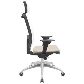 Cadeira Office Brizza Tela Branca Com Encosto Assento Vinil Bege Autocompensador 126cm - 63278