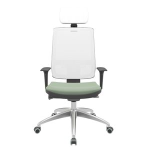 Cadeira Office Brizza Tela Branca Com Encosto Assento Vinil Verde Autocompensador 126cm - 63282