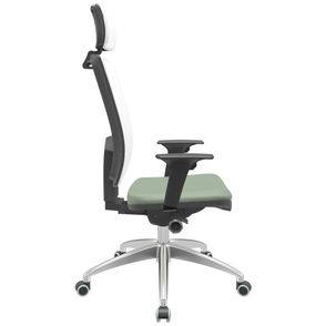 Cadeira Office Brizza Tela Branca Com Encosto Assento Vinil Verde Autocompensador 126cm - 63282