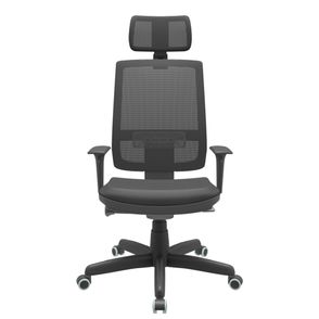 Cadeira Office Brizza Tela Preta Com Encosto Assento Vinil Preto Autocompensador Base Standard 126cm - 63361