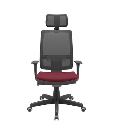 Cadeira Office Brizza Tela Preta Com Encosto Assento Poliester Vinho Autocompensador Base Standard 126cm - 63351