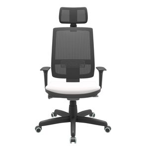 Cadeira Office Brizza Tela Preta Com Encosto Assento Vinil Branco Autocompensador Base Standard 126cm - 63360