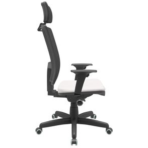 Cadeira Office Brizza Tela Preta Com Encosto Assento Vinil Branco Autocompensador Base Standard 126cm - 63360