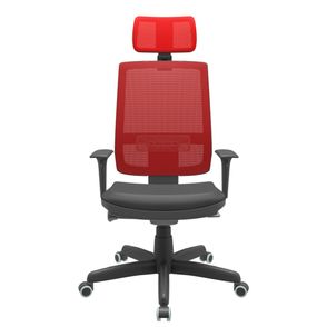 Cadeira Office Brizza Tela Vermelha Com Encosto Assento Vinil Preto Autocompensador Base Standard 126cm - 63363