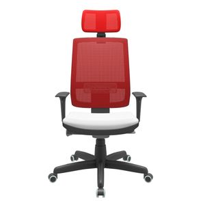 Cadeira Office Brizza Tela Vermelha Com Encosto Assento Aero Branco Autocompensador Base Standard 126cm - 63367