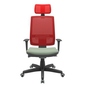 Cadeira Office Brizza Tela Vermelha Com Encosto Assento Vinil Verde Autocompensador Base Standard 126cm - 63372