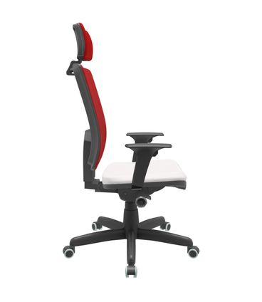 Cadeira Office Brizza Tela Vermelha Com Encosto Assento Vinil Branco Autocompensador Base Standard 126cm - 63373