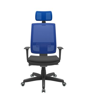 Cadeira Office Brizza Tela Azul Com Encosto Assento Aero Preto Autocompensador Base Standard 126cm - 63386