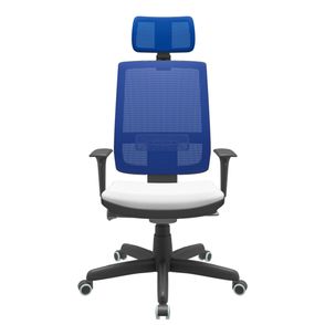 Cadeira Office Brizza Tela Azul Com Encosto Assento Aero Branco Autocompensador Base Standard 126cm - 63389