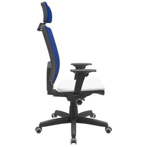 Cadeira Office Brizza Tela Azul Com Encosto Assento Aero Branco Autocompensador Base Standard 126cm - 63389