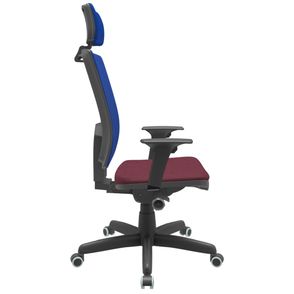 Cadeira Office Brizza Tela Azul Com Encosto Assento Poliester Vinho Autocompensador Base Standard 126cm - 63393